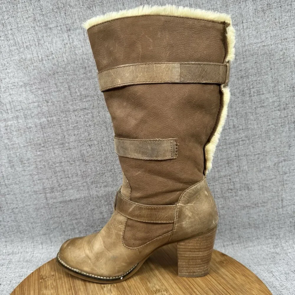 Gianni Bini Boots Women's Size 8 M Knee Suede Leather Faux Fur Lined